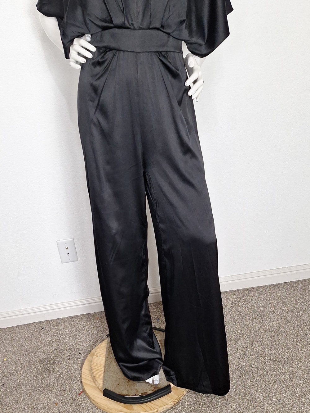 bebe Black Satin Wide-Leg Jumpsuit - Picture 4 of 13
